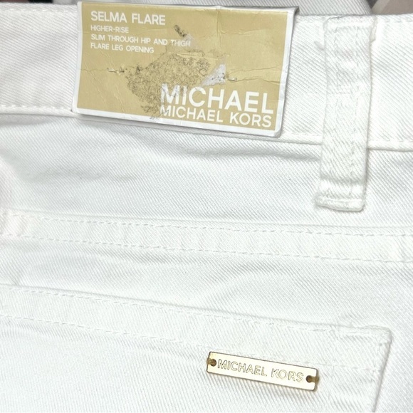 NWT MICHAEL KORS 70s White Stretch Denim High Rise Flare Leg Bell Bottom Jeans 8 - Picture 7 of 8